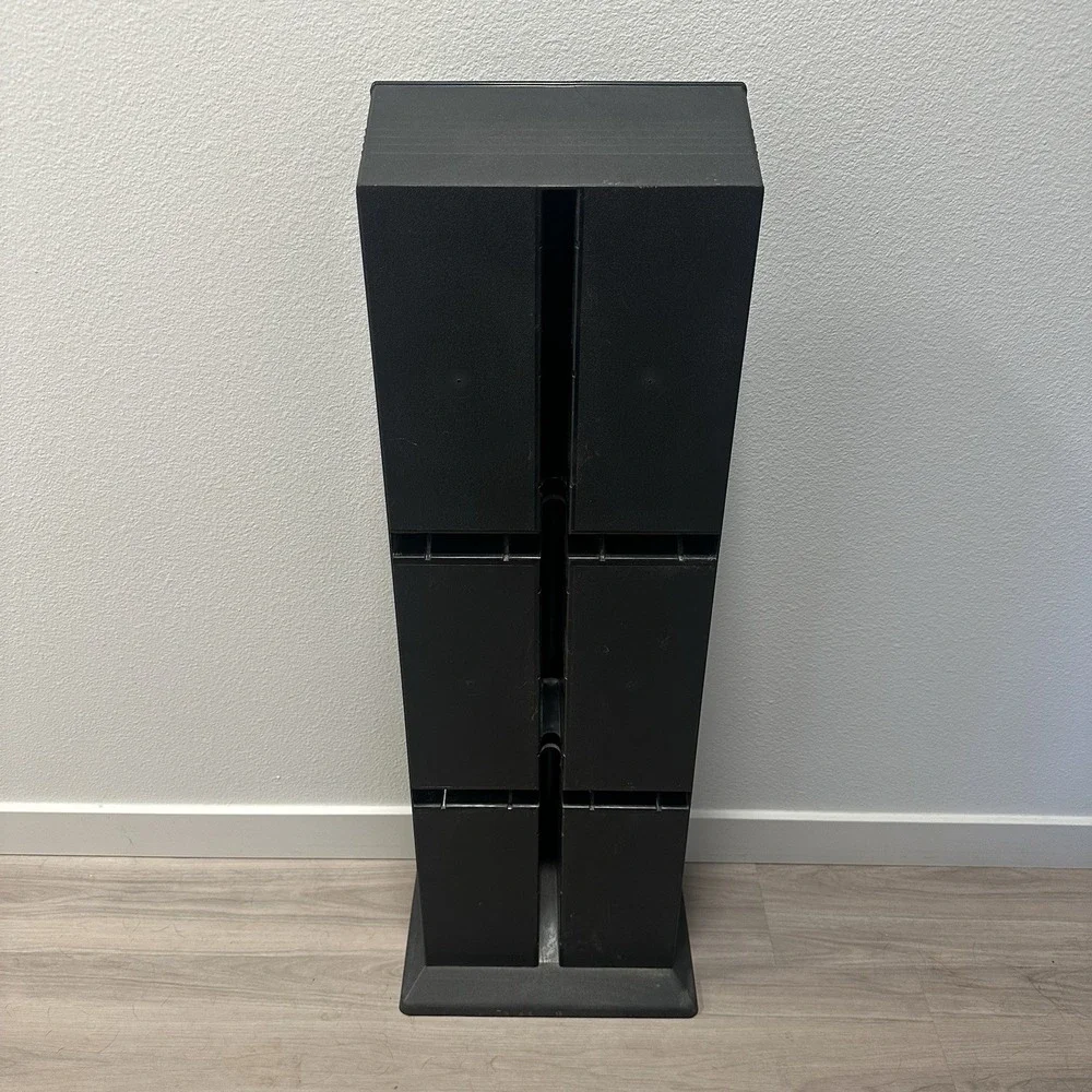 Vtg Alpha Twin Double Row Tower 120 CD Holder Compact Disc Storage Black Stand